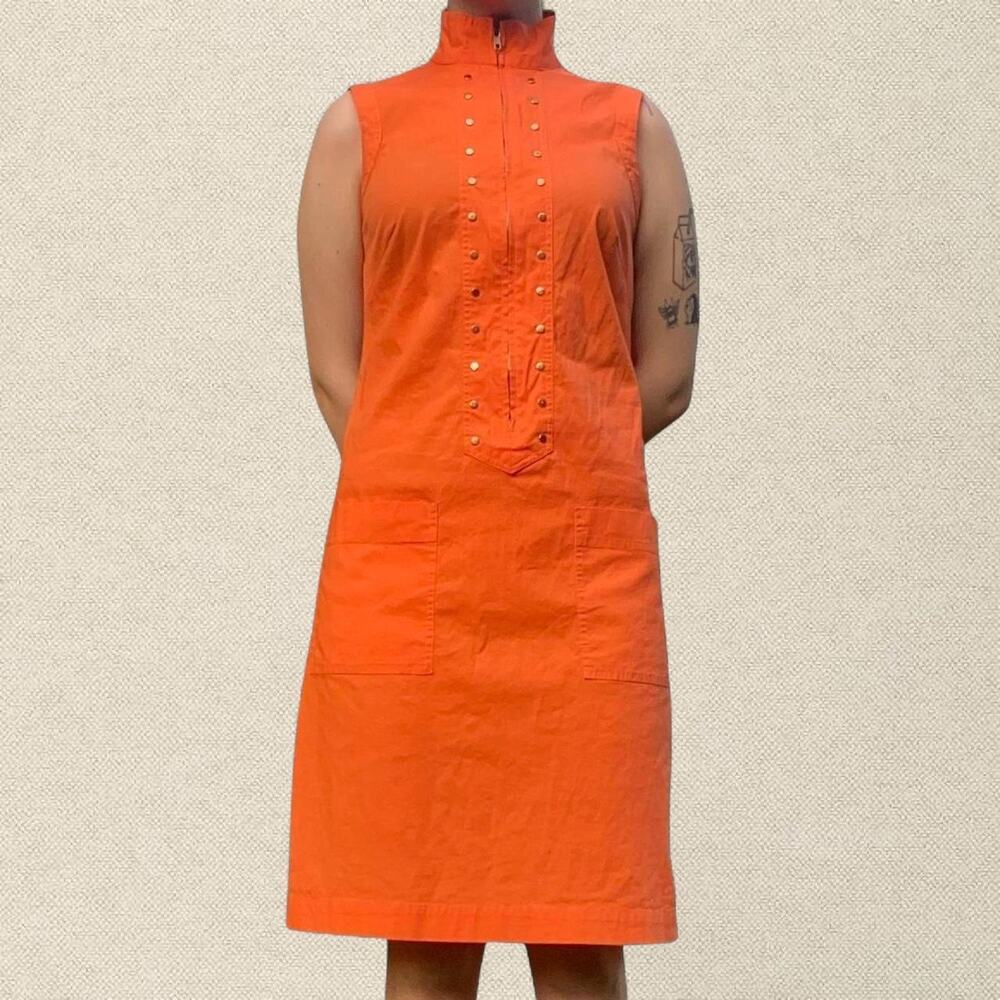 90s Orange Sleeveless Studded Dress sz 6